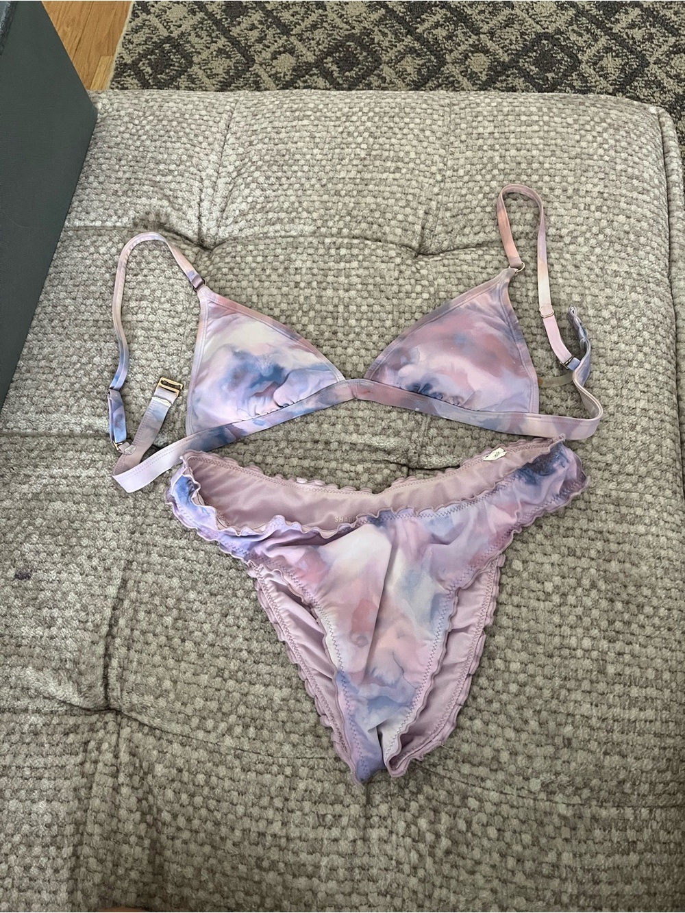 Pastel Tie-Dye Bikini Set - Lavender Pink Blue